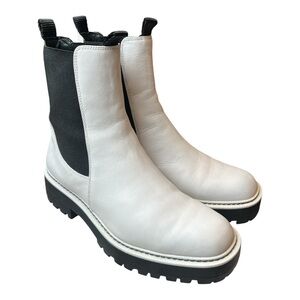 Sam Edelman White Laguna Chelsea Leather Lug Boots Wide Boots 9.5M